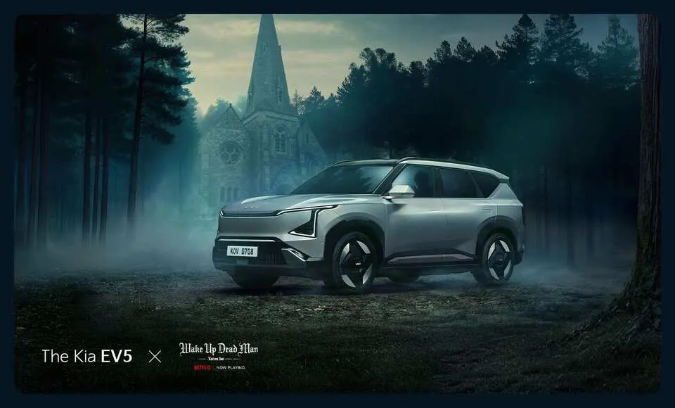 Kia EV5 Netflix samarbete – Wake Up Dead Man kampanjmaterial