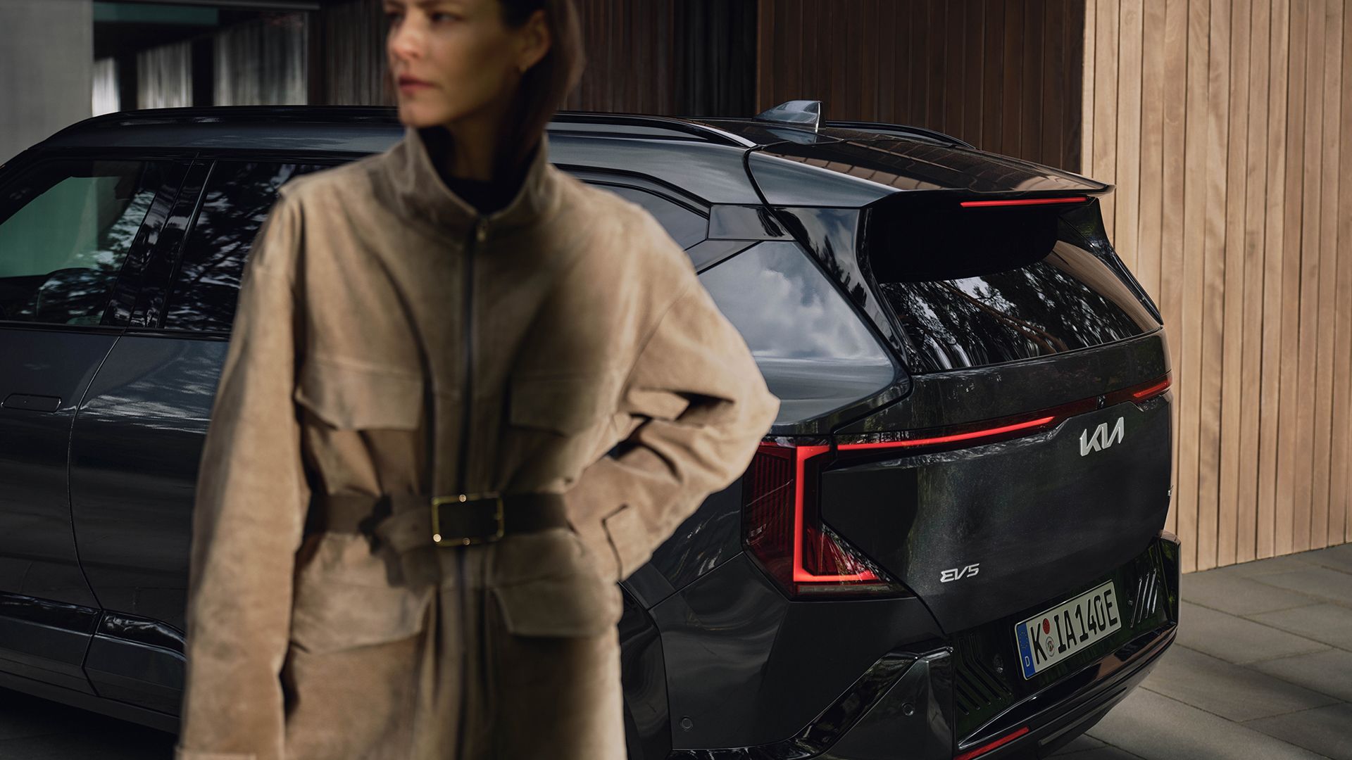 Kia EV5 bakifrån Star Map LED-ljusdesign